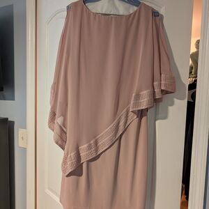 SL Fashions Pink Asymmetrical Ruffled Sheath Dress